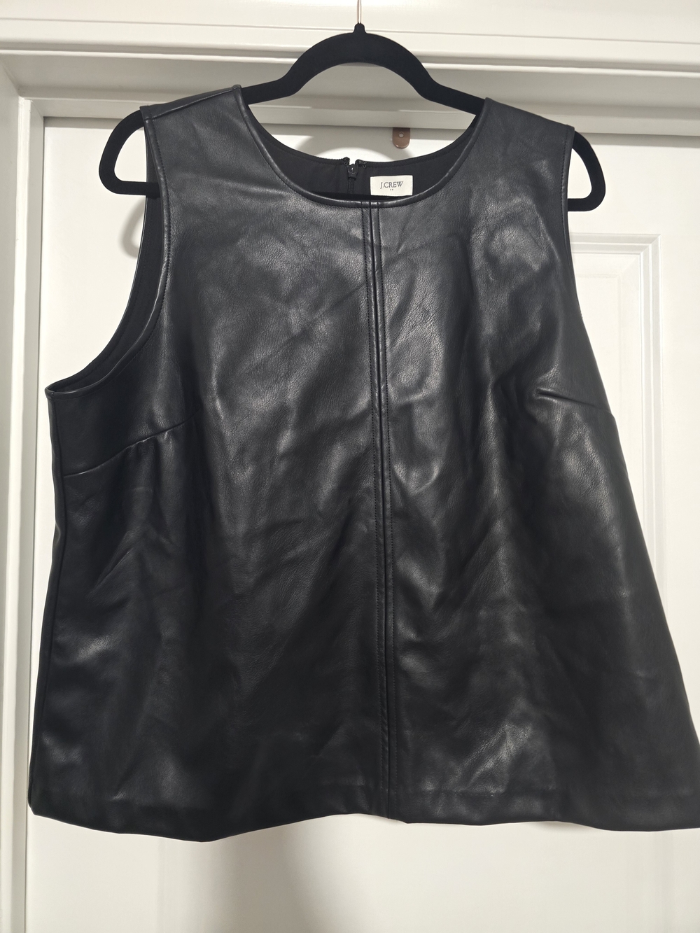 J. Crew Black Leather Sleeveless Shell Top NWT